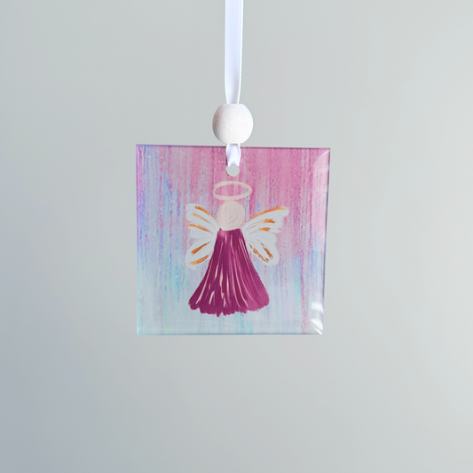 Window Charm -  Hand Painted Purple Angel | Suncatcher
