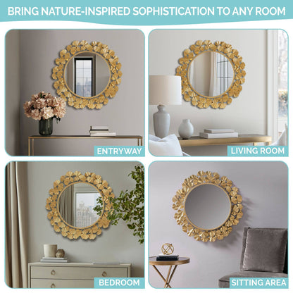 Gold Foil Ginkgo Leaf Decor Mirror