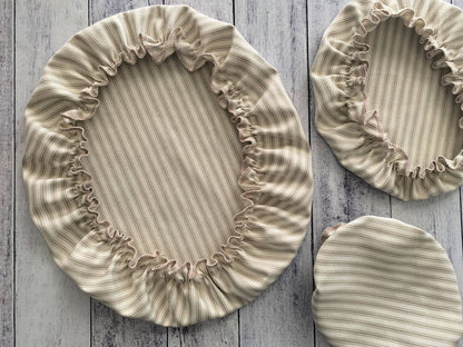 Reusable Bowl Covers, set of three- ticking stripes