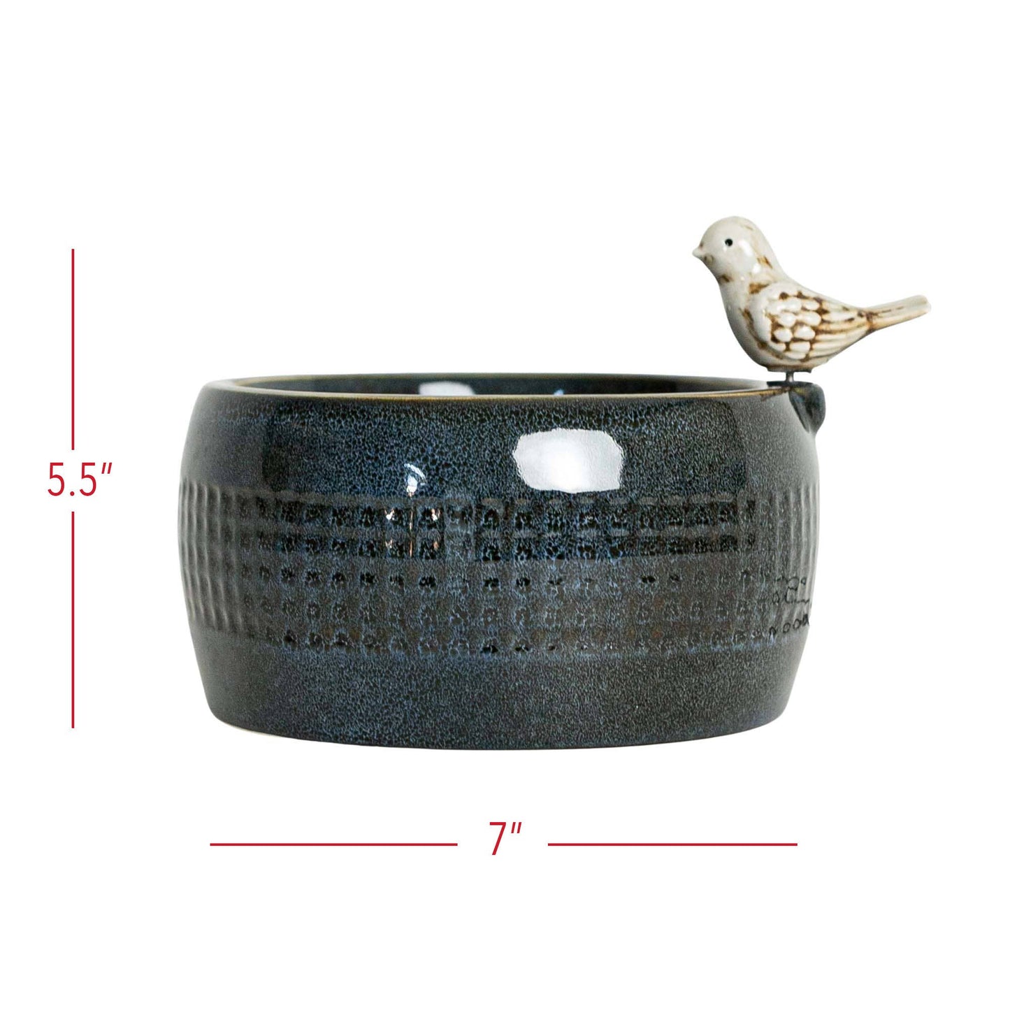 Elloise Bird Garden Ceramic Water Fountain Blue with Pump