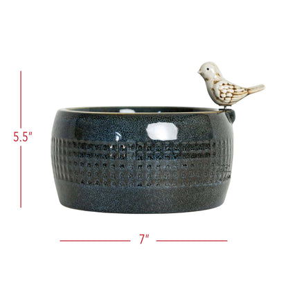 Elloise Bird Garden Ceramic Water Fountain Blue with Pump