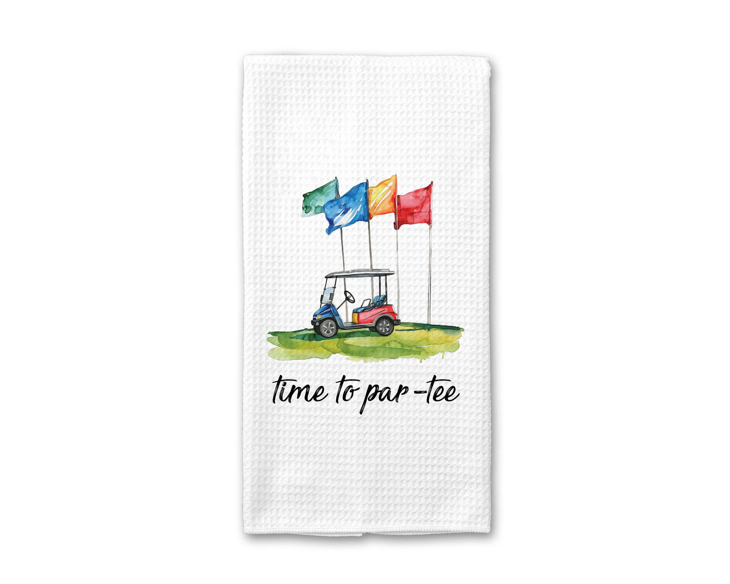 Par-tee Golf Towel, Golfing Decor, Waffle Weave Towel