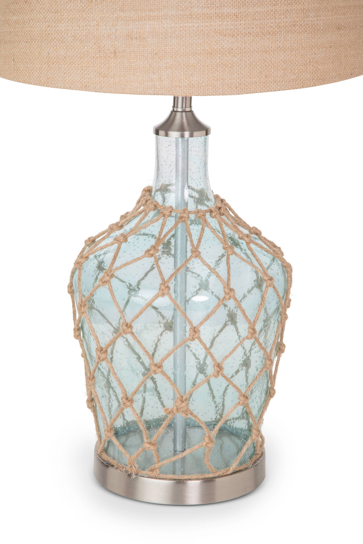 Coastal Glass Jug Table Lamp Set With Rope, 3-Way Switch