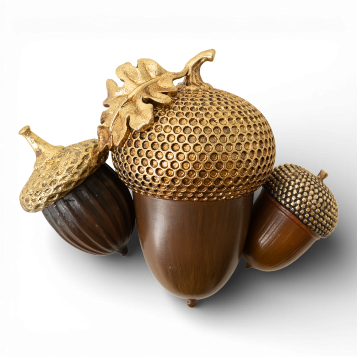 PN152 Polyresin Acorn 2" x 2" x 3", 2.5" x 2.5" x 4", & 4" x 6" x 3.75", Set of 3 PK2