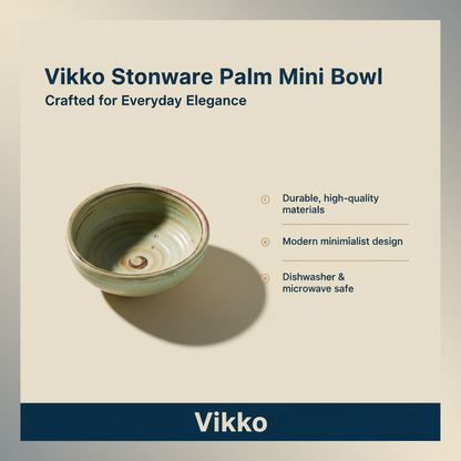 Vikko Stoneware Palm Mini Bowl Sage Green Speckled Brown