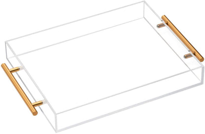 Vikko - Grace Acrylic Tray Clear w/ Gold 12" x 10" x 2"