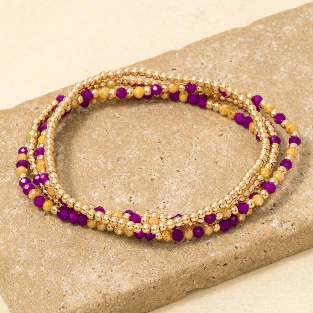 Colorful Game Day Beaded Bracelet Set