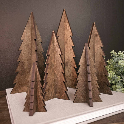 Wood 3D Stained Trees Holiday Christmas Decor