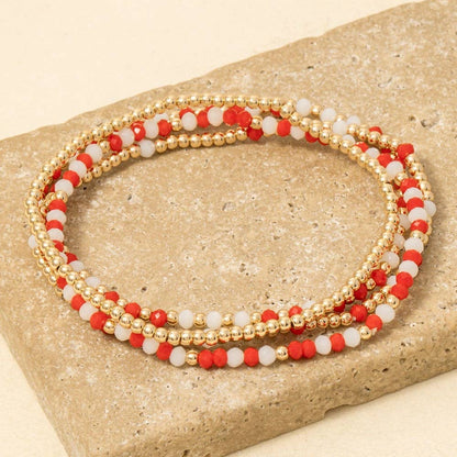 Colorful Game Day Beaded Bracelet Set
