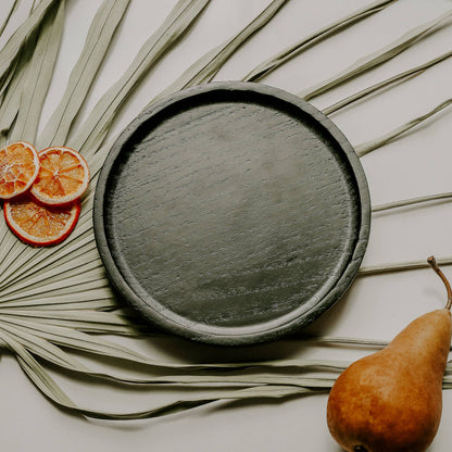 Black Round Wood Tray - Home Decor & Gifts