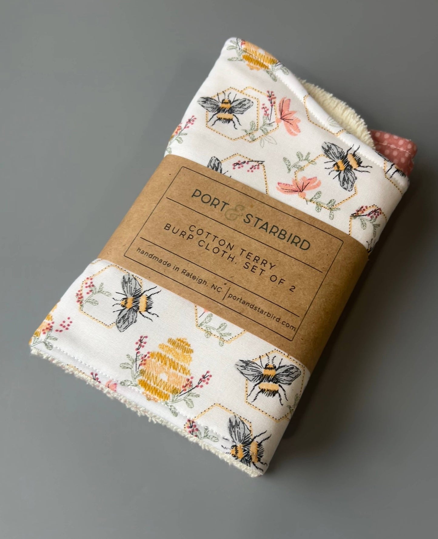 Busy Bees Burp Cloth, set of 2