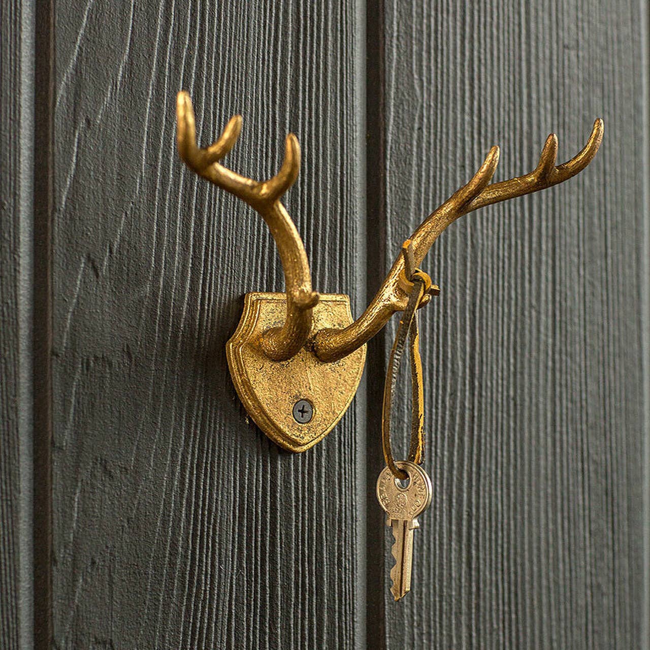 Cast Iron Gold Leaf Antler Hook