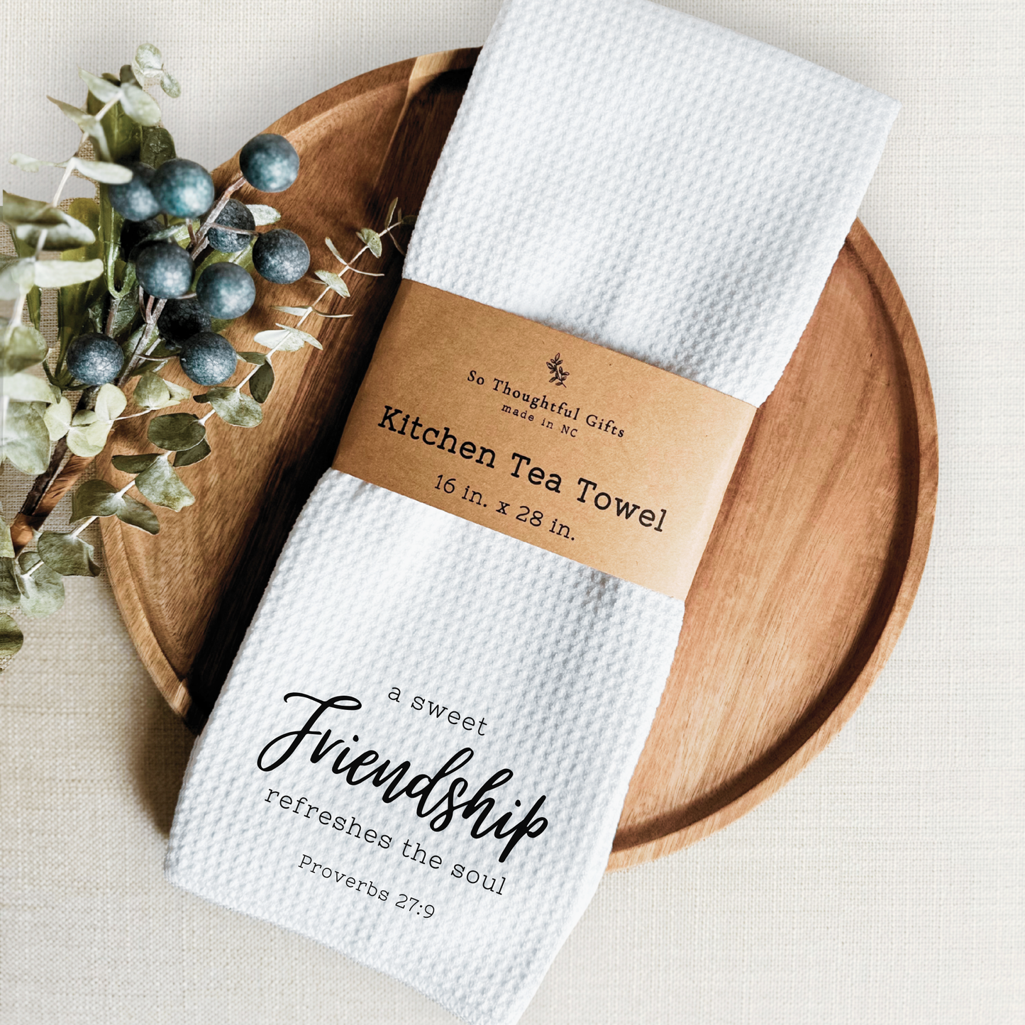 Scripture Dish Towel - Proverbs 27:9 | Kitchen Towel Friendship