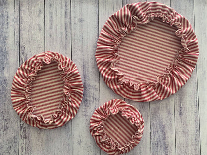 Reusable Bowl Covers, set of three- ticking stripes