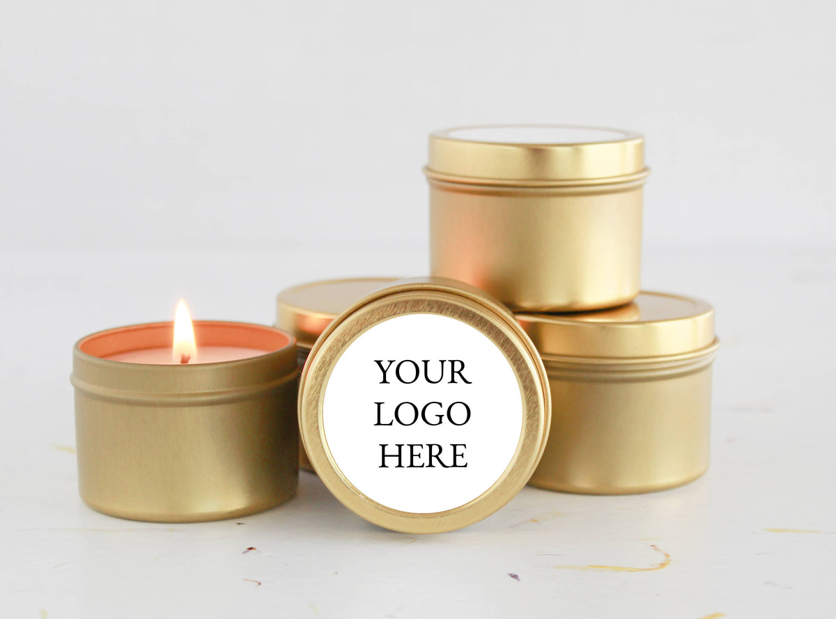 Custom Logo Candle Tins | 2, 4 &8 oz  | Gold, Black & Silver