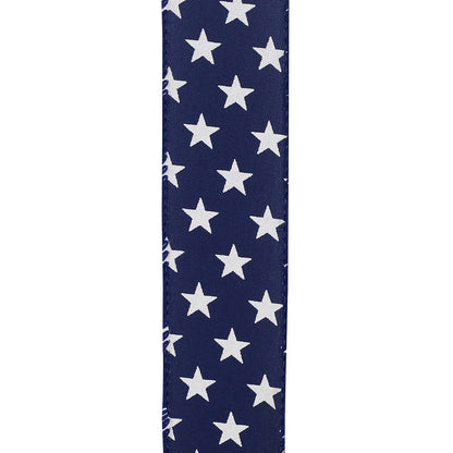 Patriotic Stars On Navy Wired Edge, Navy, 1-1/2 In, 20 Yards
