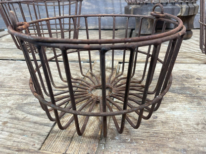 Rusty Farmhouse Metal Egg Basket-WH-4 Sizes-NEW-Rustic