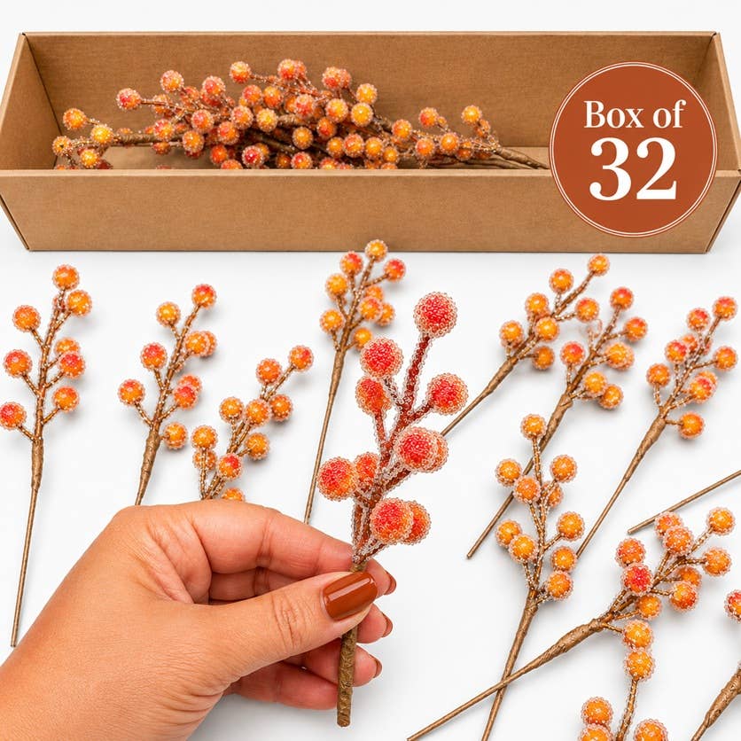 Box of 32 Artificial 6-1/2" Fall Berry Floral Picks