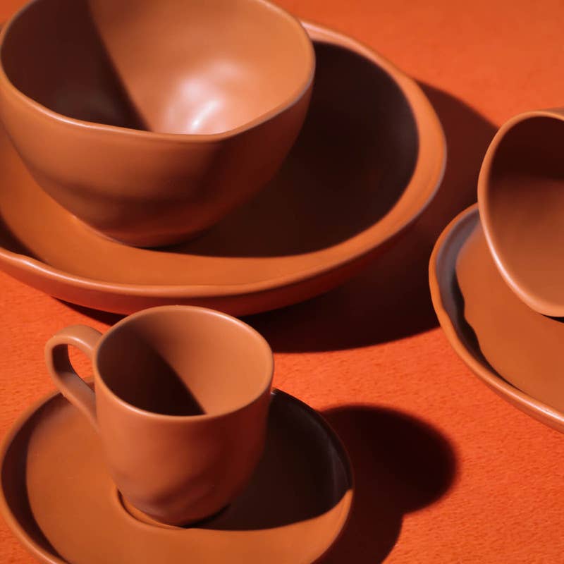 Organic Expresso coffee cup and Saucer 4.06 Oz Terracotta
