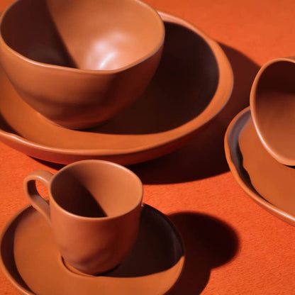 Organic Expresso coffee cup and Saucer 4.06 Oz Terracotta
