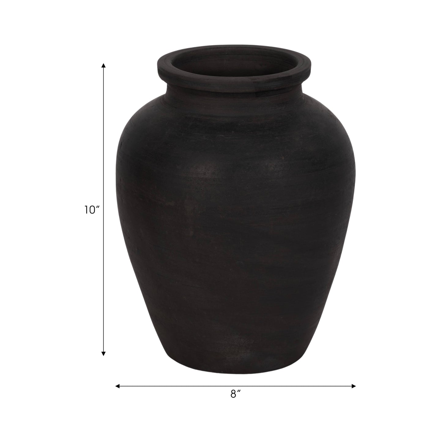 Decorative Vase - Black Ceramic Round Pottery Jug, 10 in.