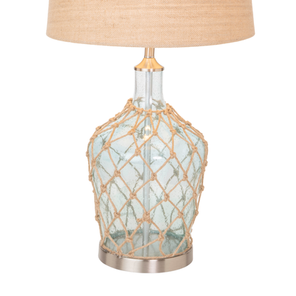 Coastal Glass Jug Table Lamp Set With Rope, 3-Way Switch