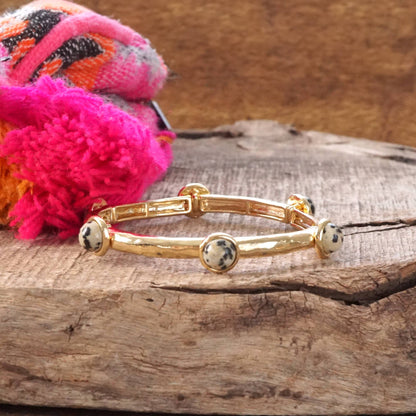 Jeweled Golden Bangle with semi precious stone dots