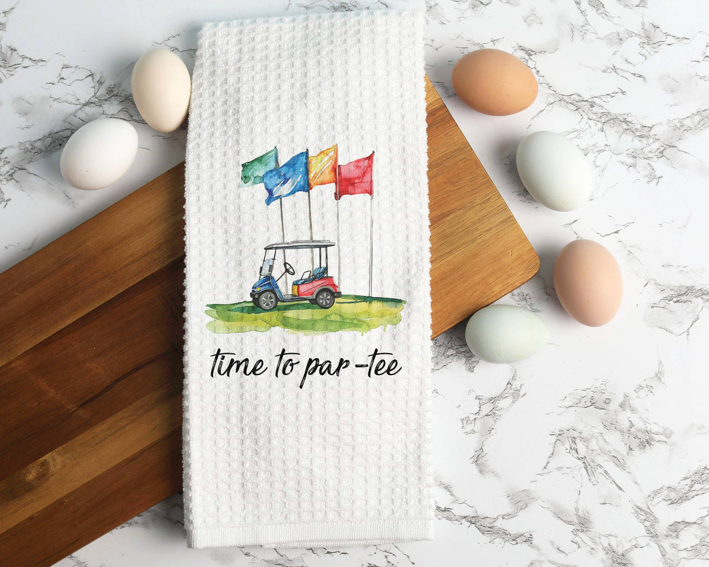 Par-tee Golf Towel, Golfing Decor, Waffle Weave Towel