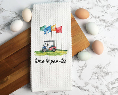 Par-tee Golf Towel, Golfing Decor, Waffle Weave Towel