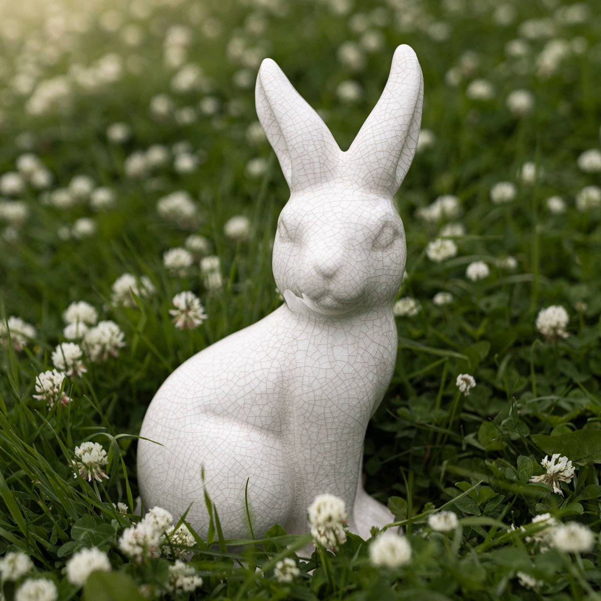 Edaline Vintage Crackle Ceramic Rabbit Bunny Figure