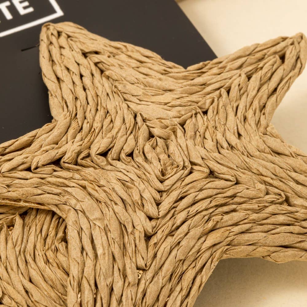 Large Straw Weave Star Stud Earrings