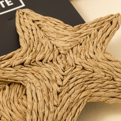Large Straw Weave Star Stud Earrings