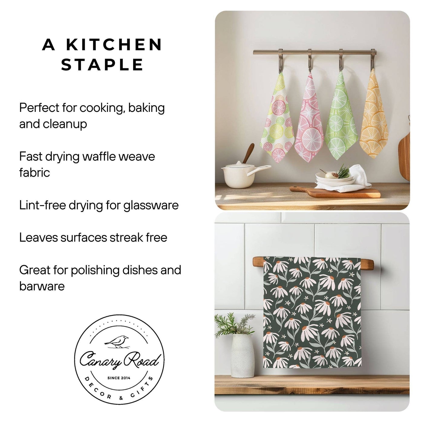 Hydrangea Flower Chinoiserie Kitchen Towel Preppy Spring