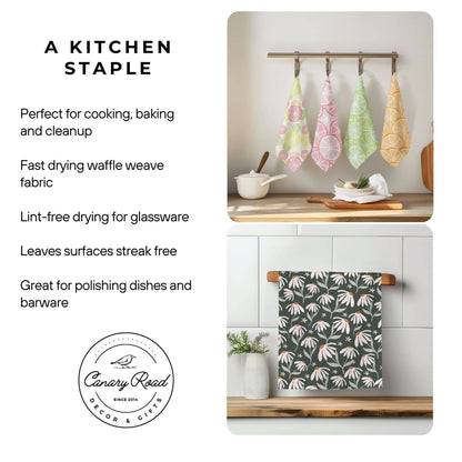Hydrangea Flower Chinoiserie Kitchen Towel Preppy Spring