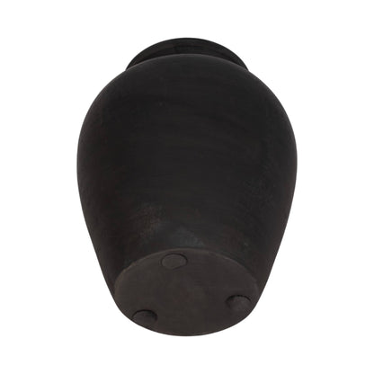 Decorative Vase - Black Ceramic Round Pottery Jug, 10 in.