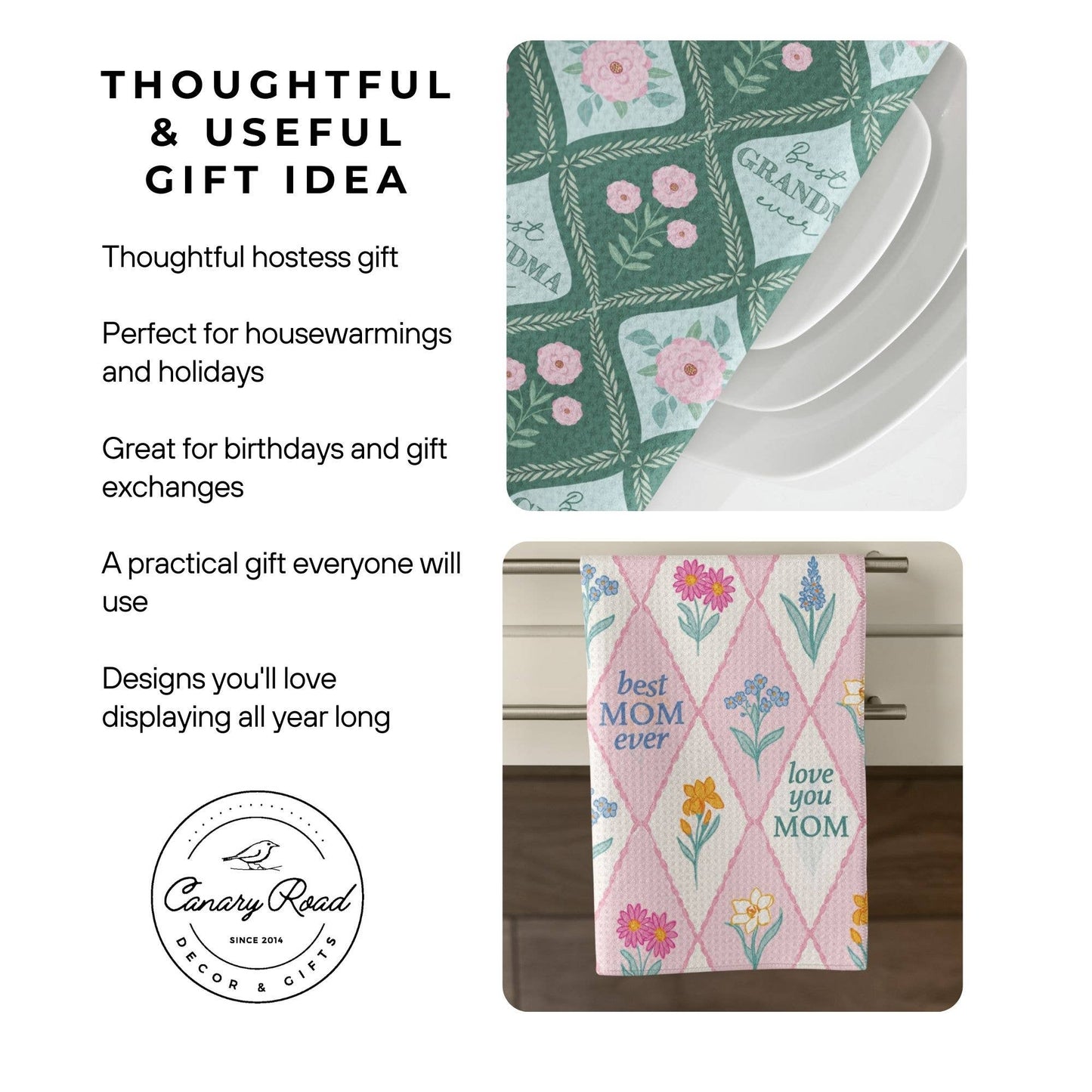 Hydrangea Flower Chinoiserie Kitchen Towel Preppy Spring