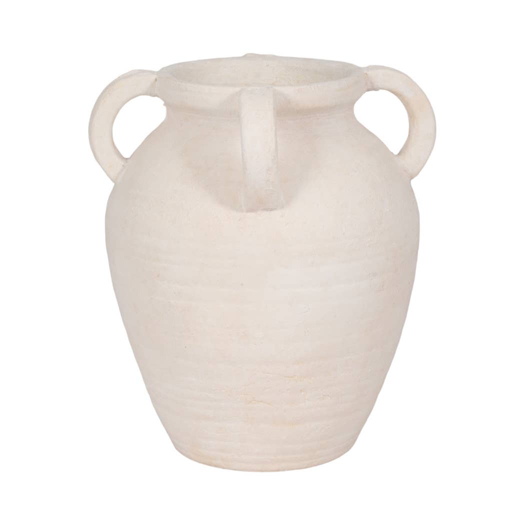 Decorative Vase - White Pottery Amphora Multi-Handle Jug, 12