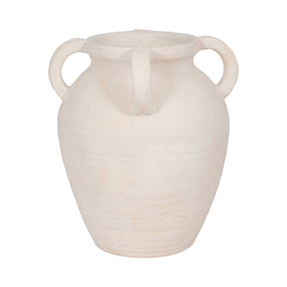 Decorative Vase - White Pottery Amphora Multi-Handle Jug, 12