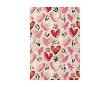 Valentine Heart Rustic Kitchen Towel Waffle Baking Farmhouse
