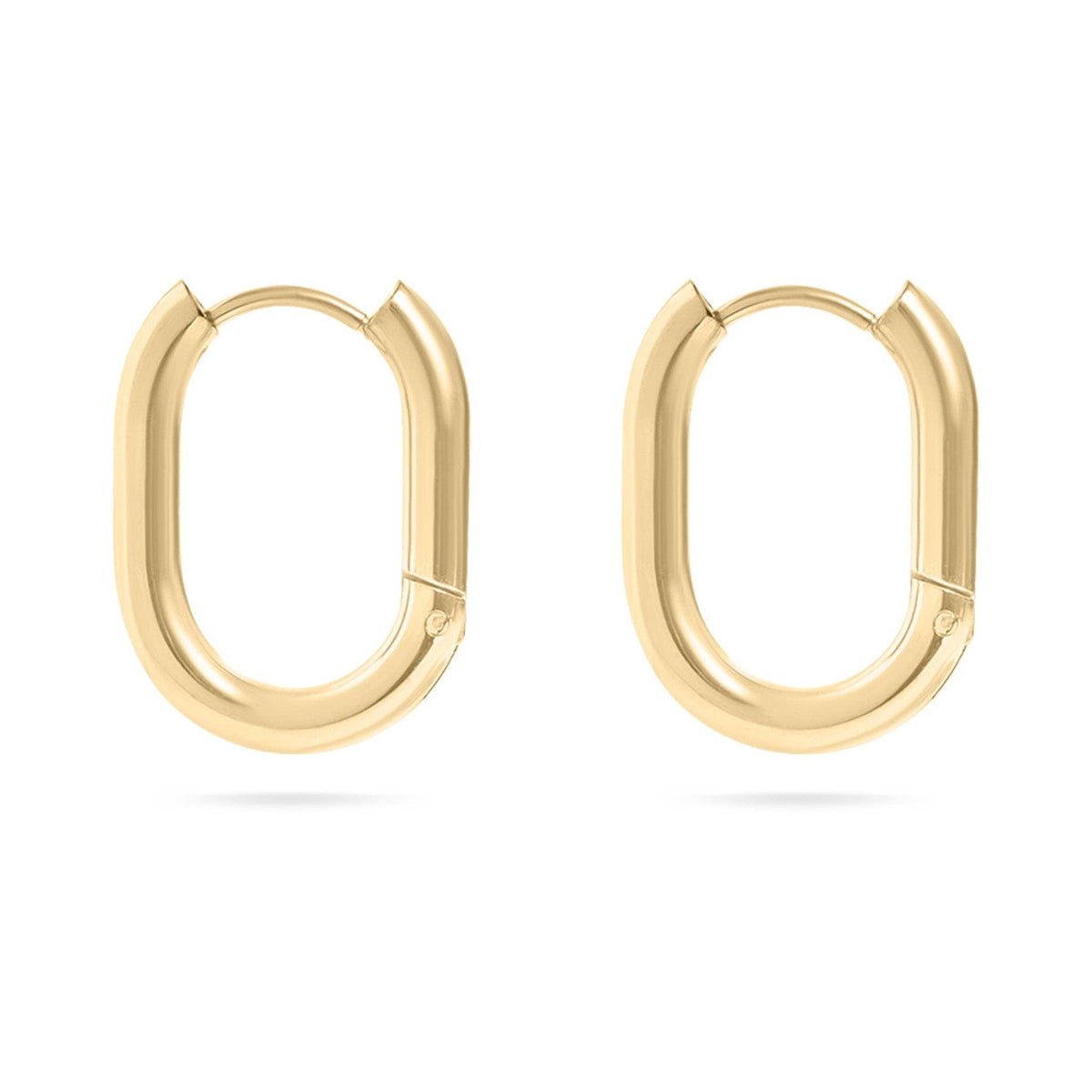 18K Gold PVD Stainless Steel Oval Huggie Earrings
