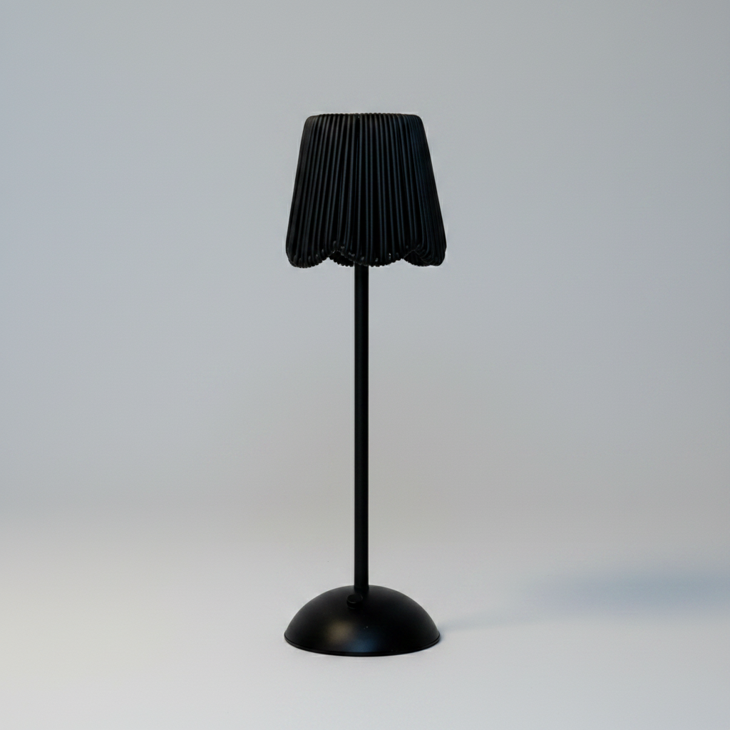 LED104 LED USB Lamp - Scalloped Rattan Shade - Black 4.25" x 4.25" X  14.25" PK 4