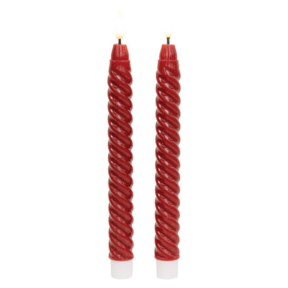 2/Set - Burgundy Twisty Timer Tapers - 10"H