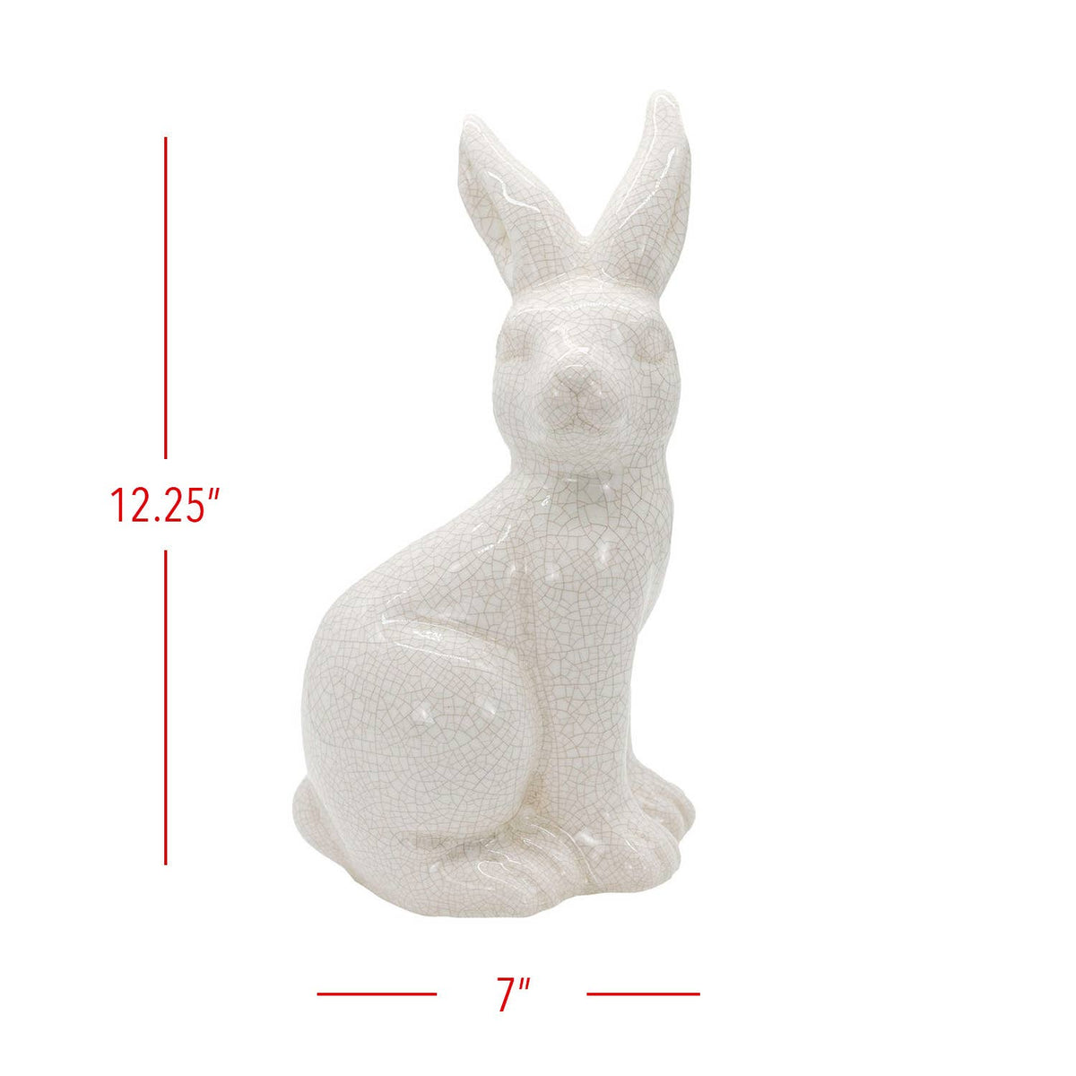 Edaline Vintage Crackle Ceramic Rabbit Bunny Figure