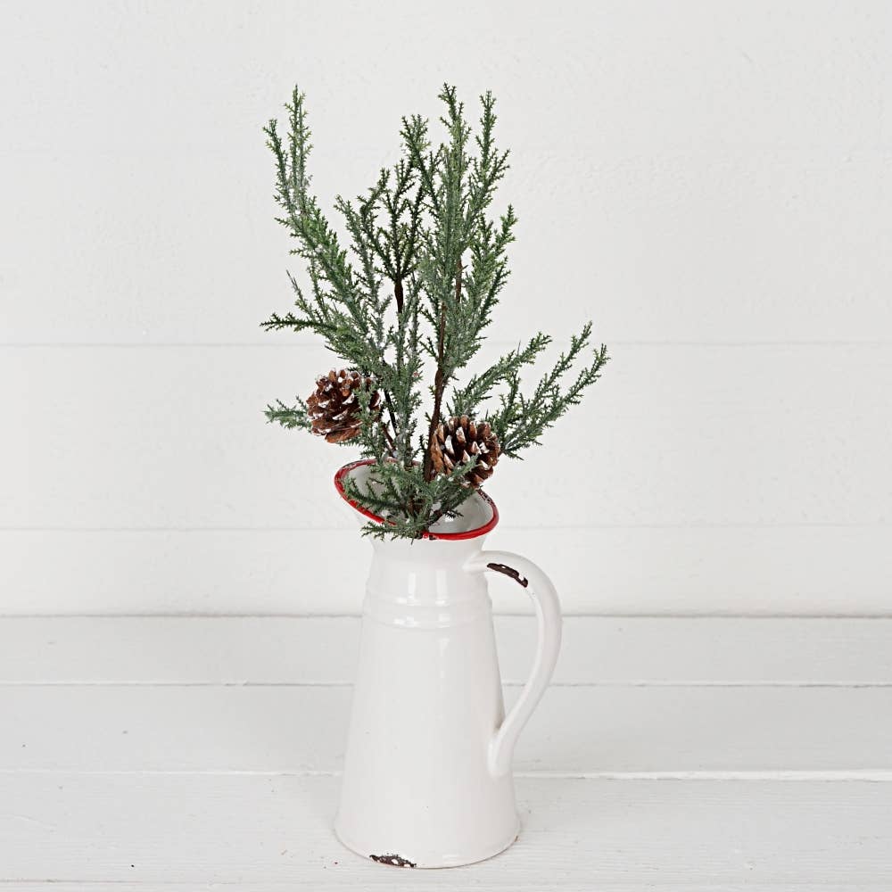 32116-17in Bush-Twiggy Cypress w. snowy pinecones