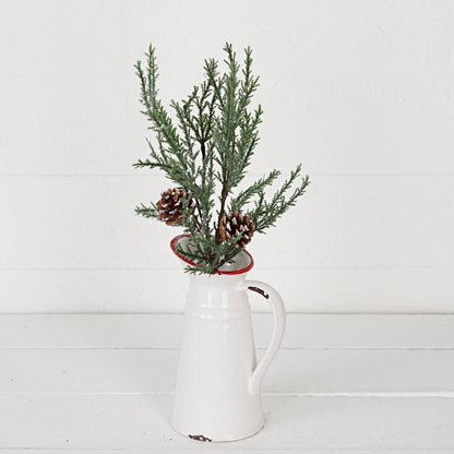 32116-17in Bush-Twiggy Cypress w. snowy pinecones