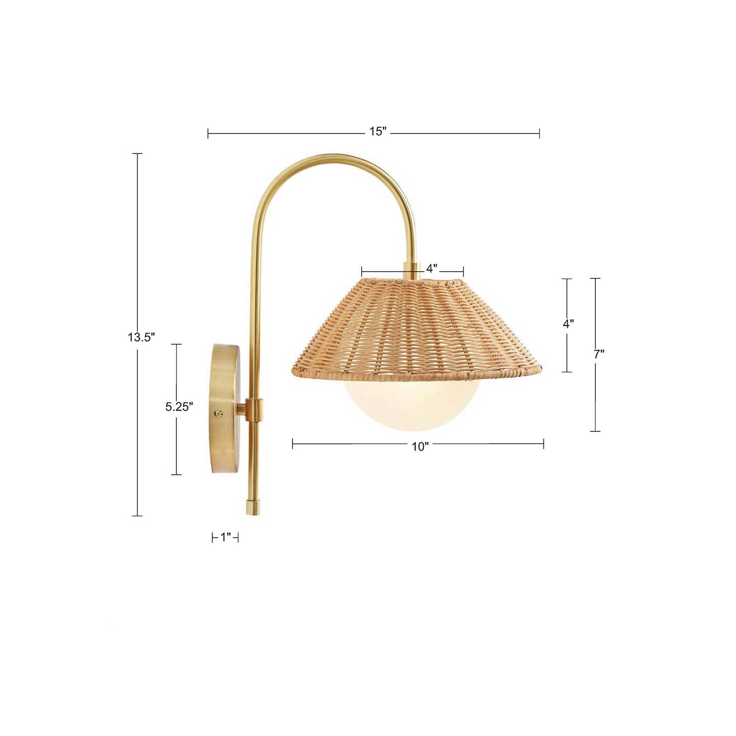 Rattan Weave Gold Plug-in Wall Scone Light