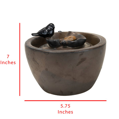 Bronze Bird on Leaf Garden Water Fountain with Pump