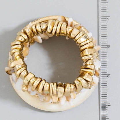 Assorted Stone Beads And Snake Bangle Bracelet
