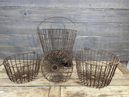 Rusty Farmhouse Metal Egg Basket-WH-4 Sizes-NEW-Rustic
