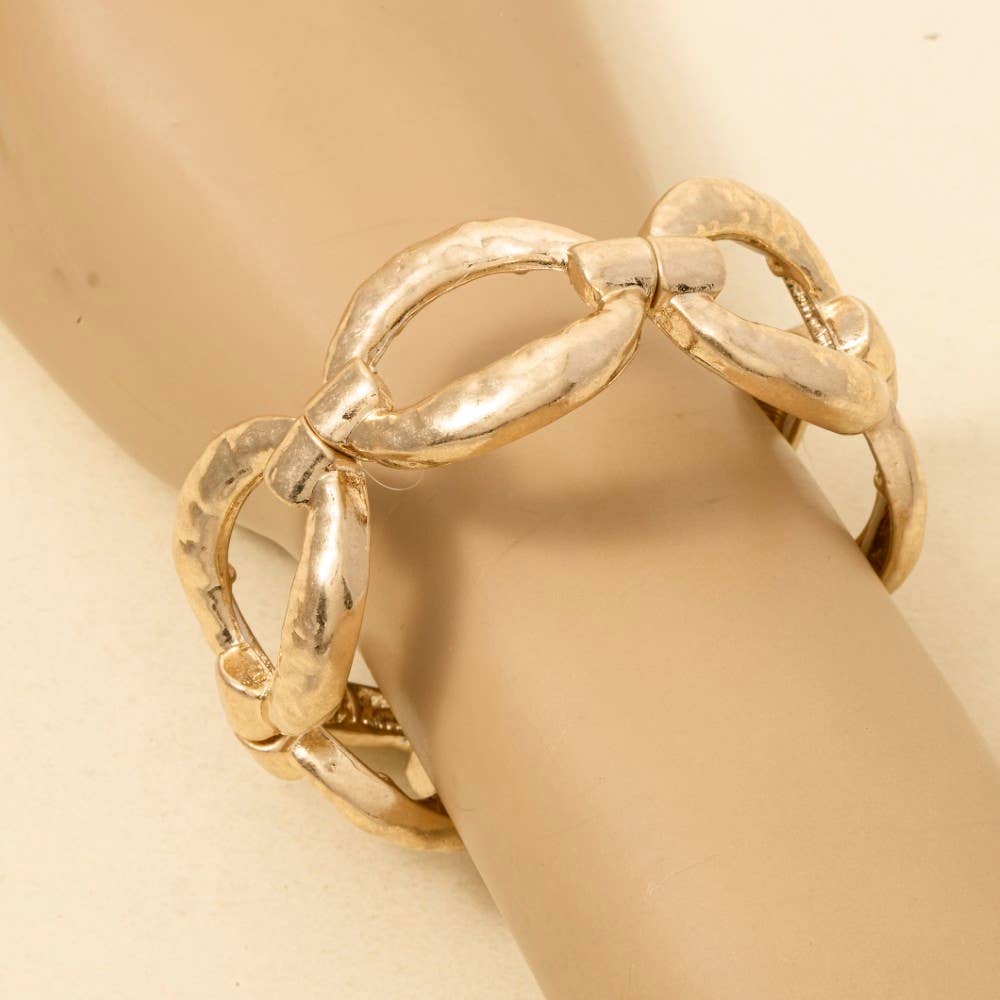 Hammered Metallic Ovals Elastic Bracelet